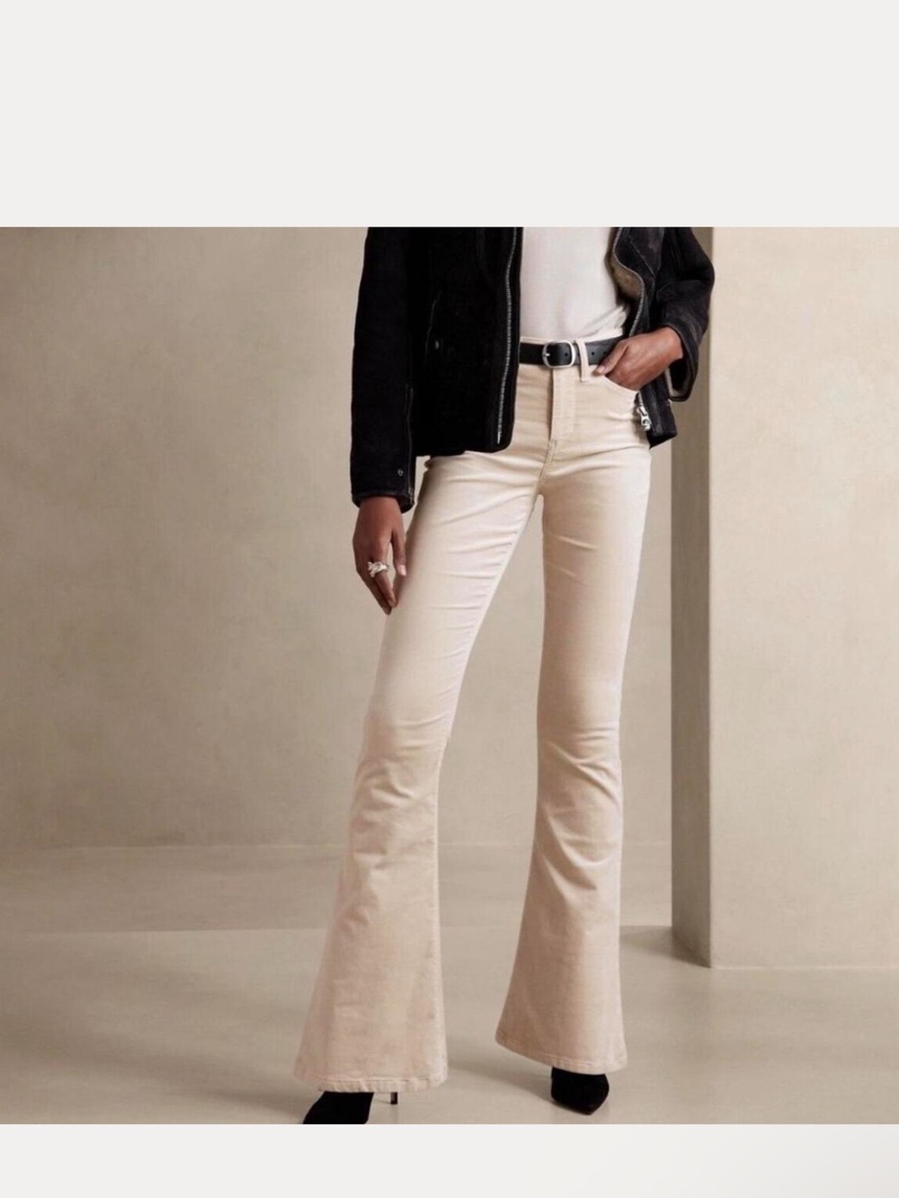 Banana Republic Cream High-Rise Flare Jeans